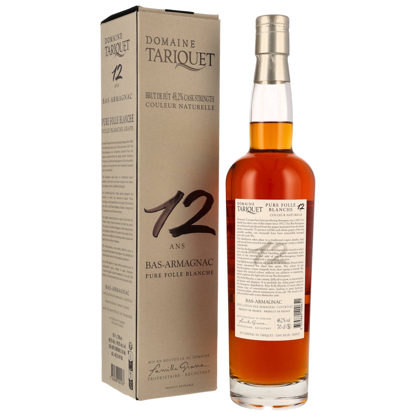 Tariquet Armagnac Folle Blanche 12 Jahre, 48,2%Vol. (0,7l)