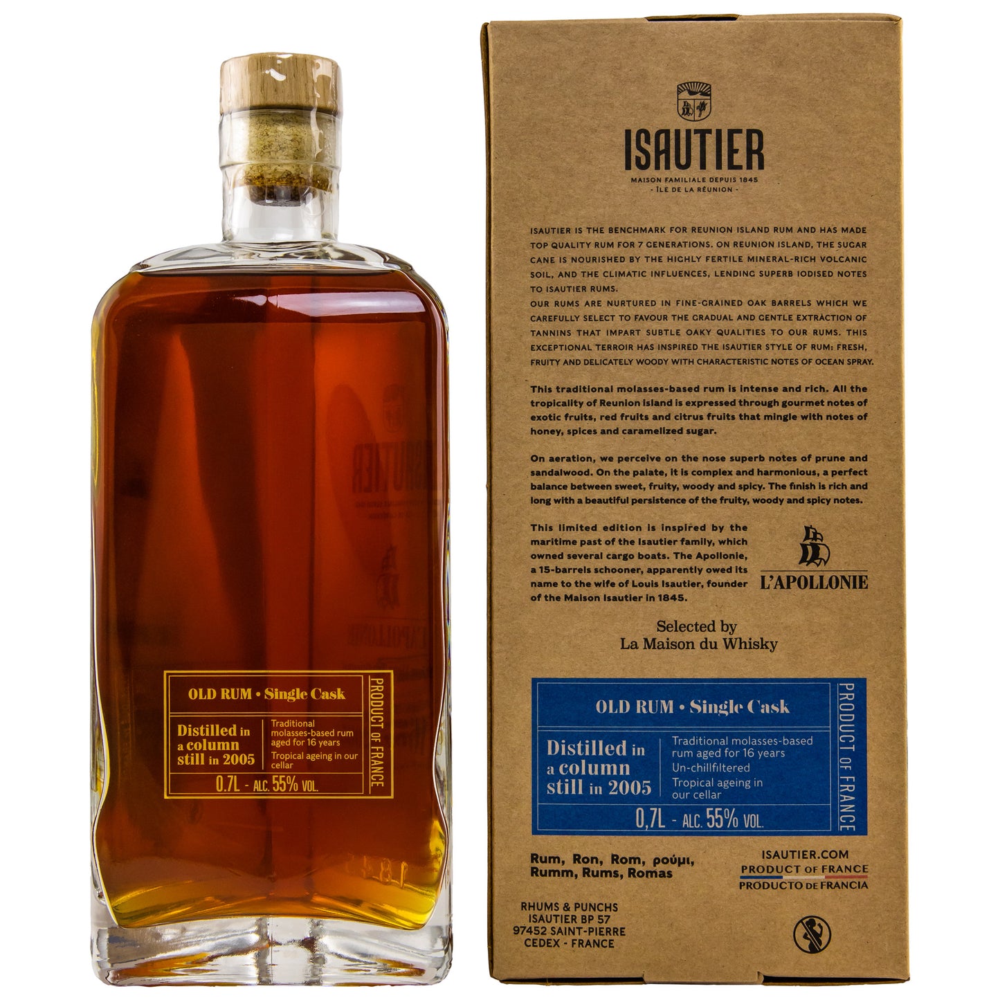Isautier Rhum 2005/2022 L'Apollonie Rhum Vieux Antipodes, 55%Vol. (0,7l)