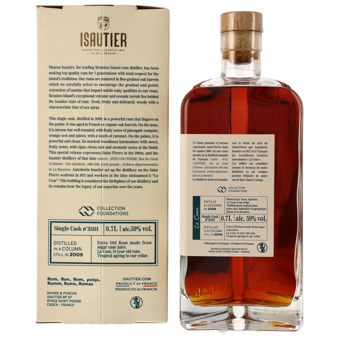 Isautier Rhum 2009/2023 La Cour Foundations, 59%Vol. (0,7l)