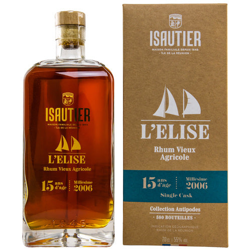 Isautier Rhum 2006/2022 15J. l'Elise Rhum Vieux Antipodes, 55%Vol. (0,7l)