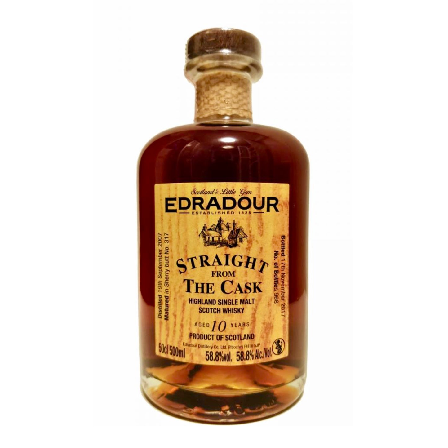 Edradour 10J. SFTC Sherry Cask No. 317, 58,8%Vol. (0,5l)